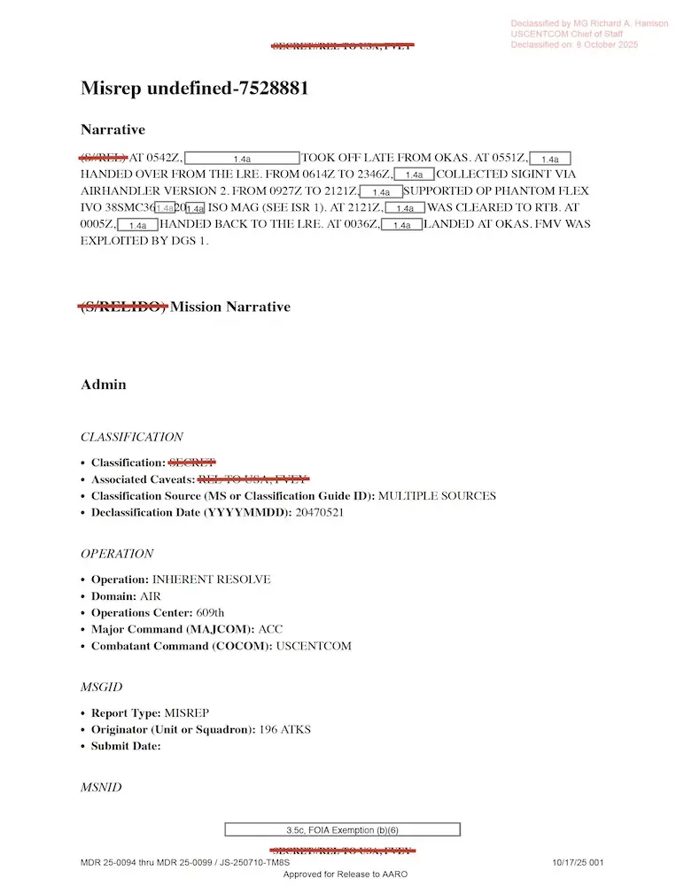 DOW-UAP-D12, Mission Report, Iraq, May 2022