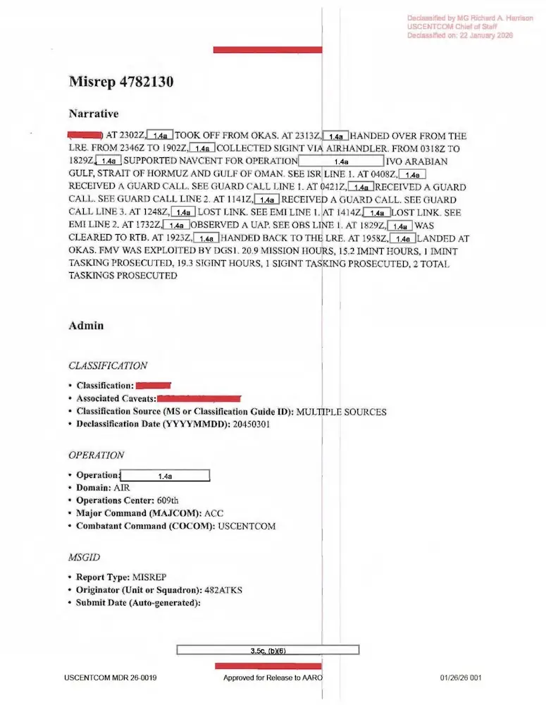 DOW-UAP-D62, Mission Report, Strait of Hormuz, September 2020